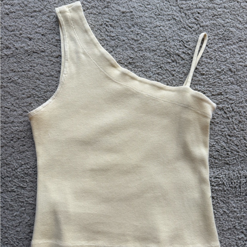 Free People Cream Asymmetrical Tank Top